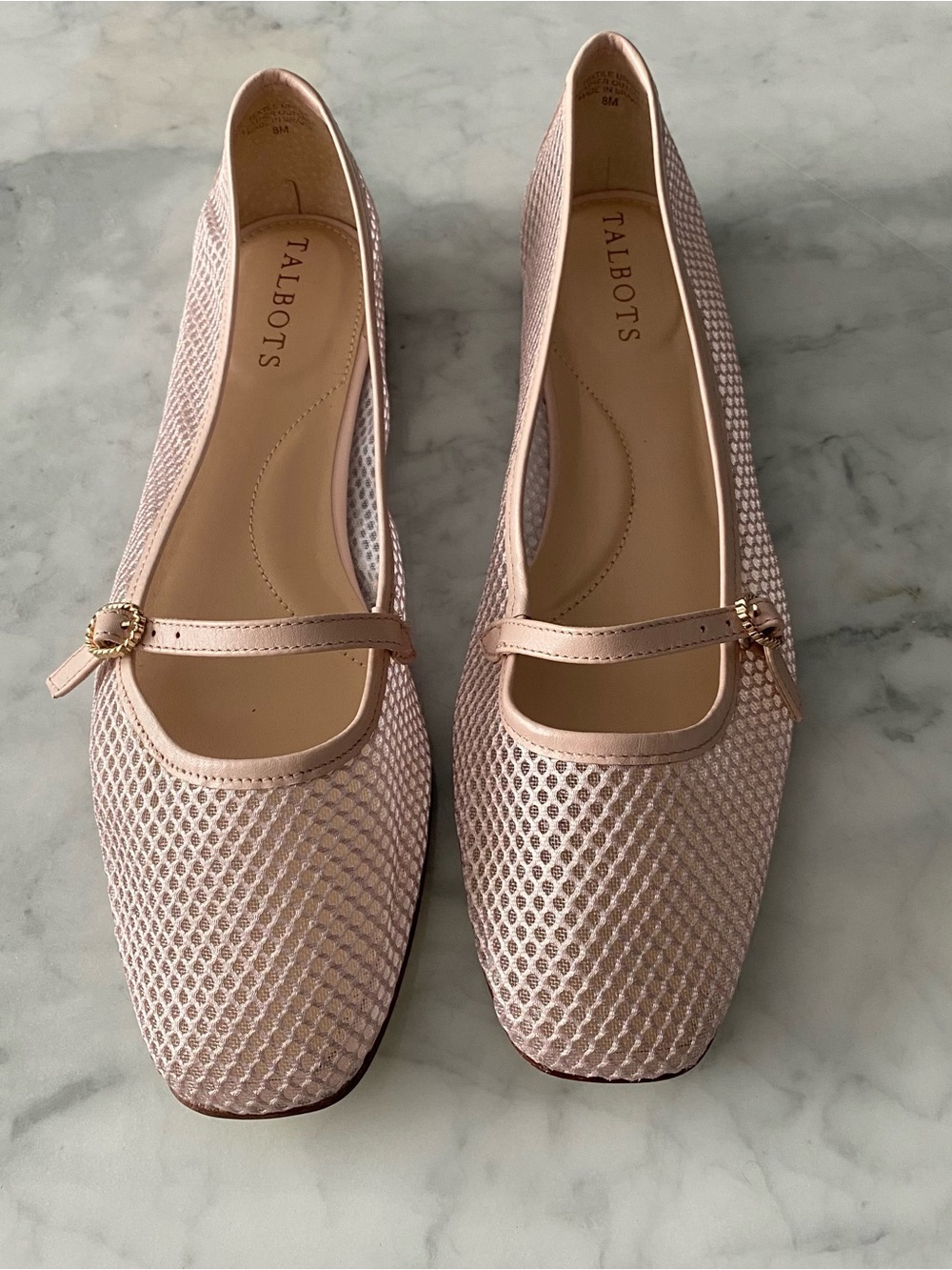 Talbots SLOAN MARY JANE MESH FLATS Blush Pink Ballet Size 8